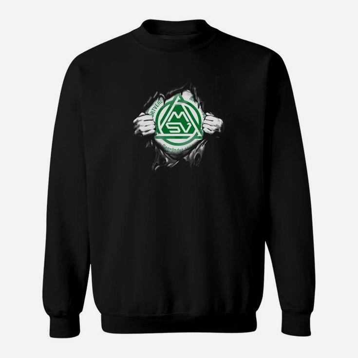 Fußball-Emblem Herren Sweatshirt, Grün-Weiß Durchbruch-Design