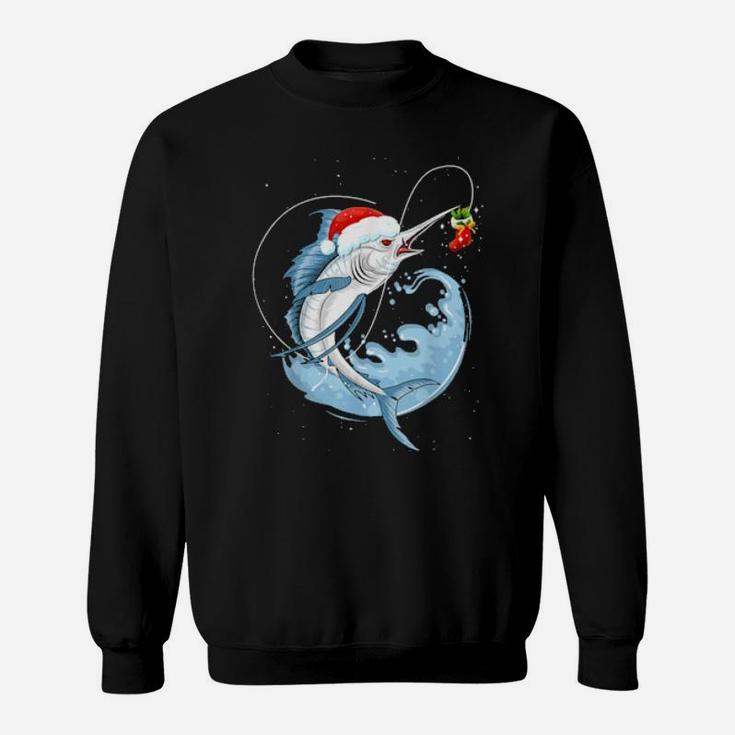 Funny Bass Fishing Santa Hat Sweatshirt