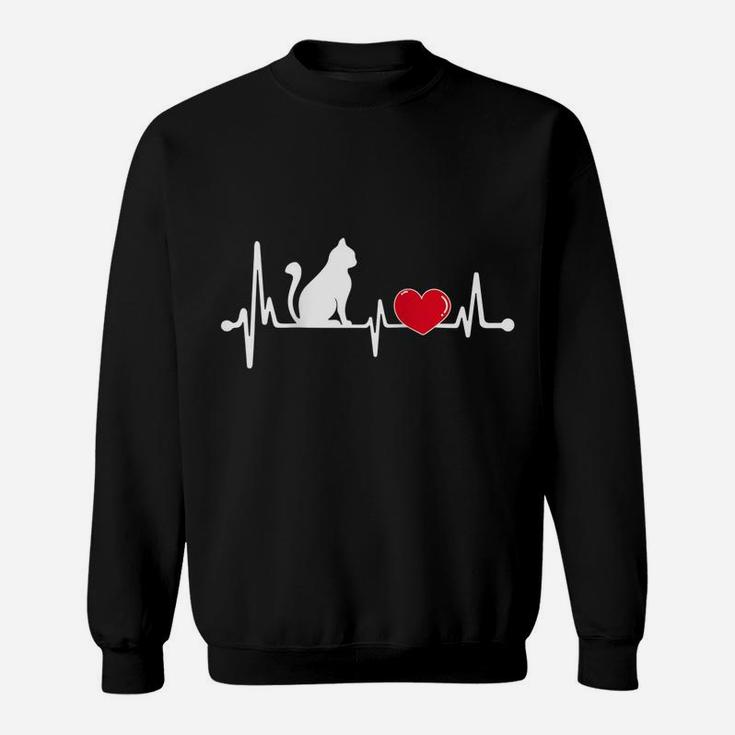Funny Cat Heartbeat - Cat Lovers Gifts For Men Women - Girls Raglan Baseball Tee Sweatshirt