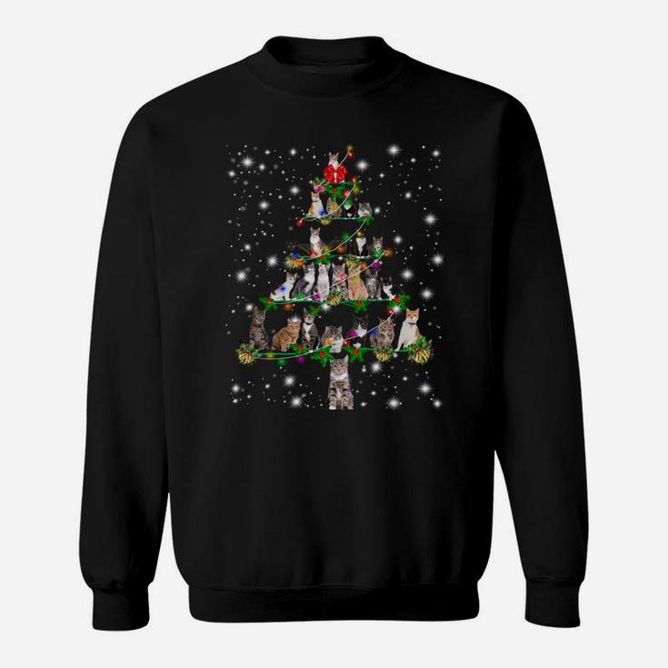 Funny Cats Christmas Tree Tee Ornament Decor Gift Sweatshirt