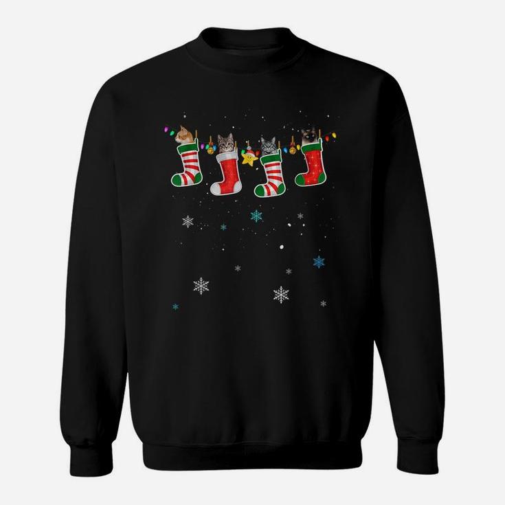 Funny Cats In Socks Christmas Cat Lovers Xmas Sweater Sweatshirt
