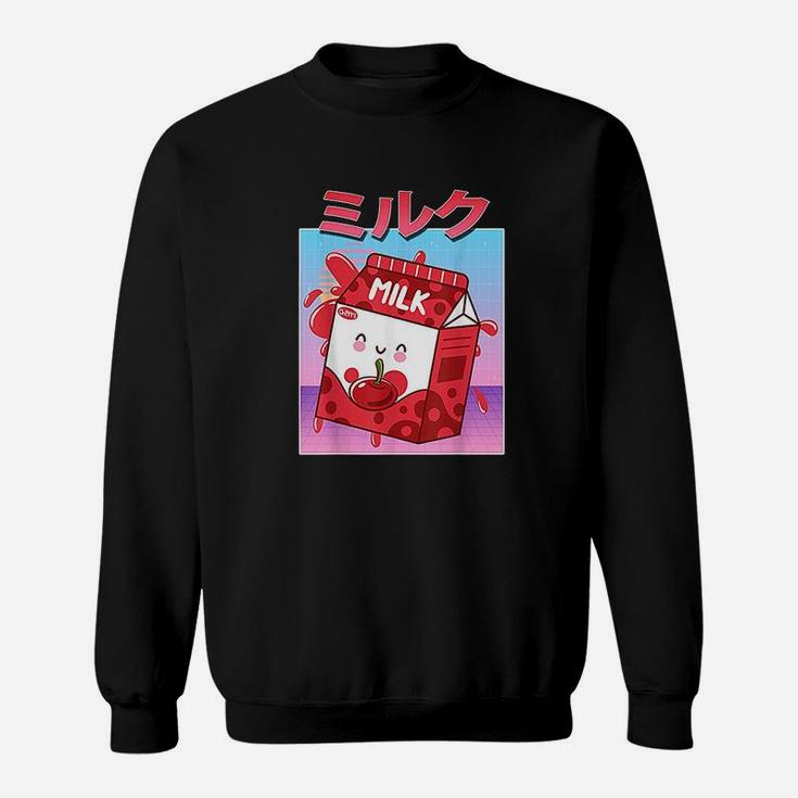 Funny Cherry Milk Shake Retro 90S Japanese Kawaii Cartoon Sweatshirt