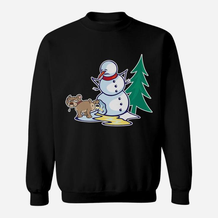 Funny Christmas Dog Peeing On Snowman Winter Sweatshirt