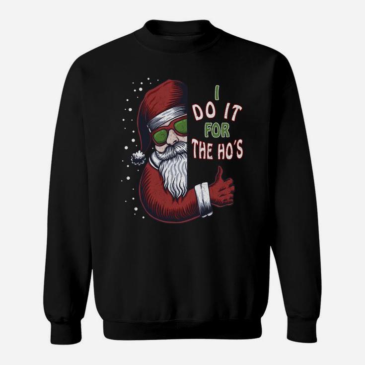 Funny Christmas Dog Santa Hat I Do It For The Hos Gifts Idea Sweatshirt Sweatshirt
