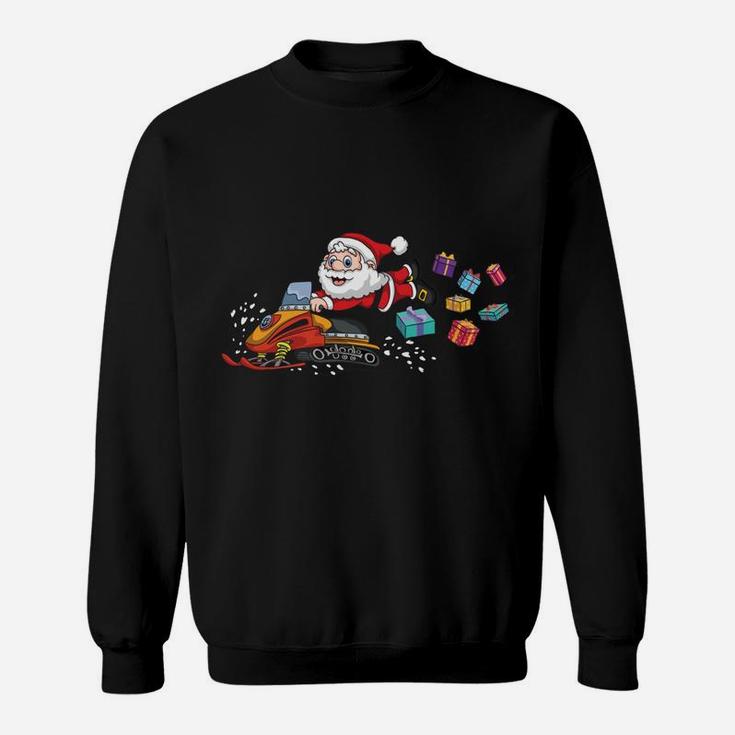 Funny Christmas Santa Claus Riding Snowmobile Kids Gifts Sweatshirt