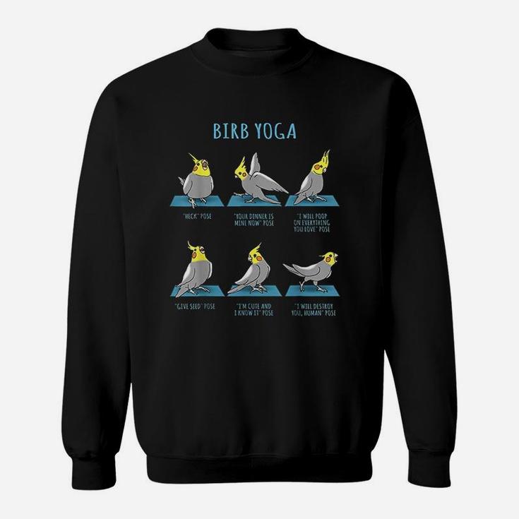 Funny Cockatiel Yoga Poses Birb Memes Cute Parrot Doodle Sweatshirt