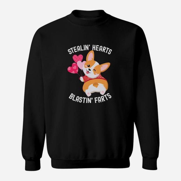 Funny Corgi Breakin Hearts Blastin Farts Valentines Day Sweatshirt