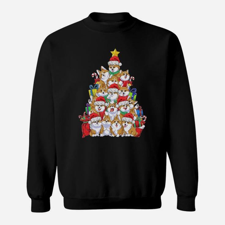 Funny Corgi Christmas Tree Lights Gift Santa Hat Dog Lover Sweatshirt Sweatshirt