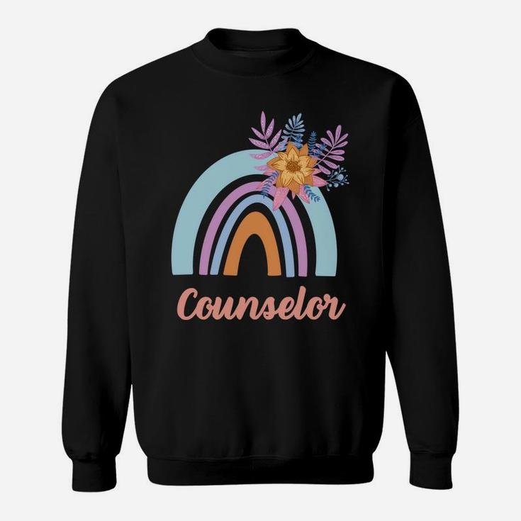 Funny Counselor Blue Floral Boho Rainbow Women Sweatshirt