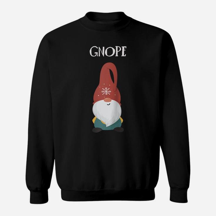 Funny Cute Gnome Nope Christmas Scandinavian Swedish Nope Raglan Baseball Tee Sweatshirt