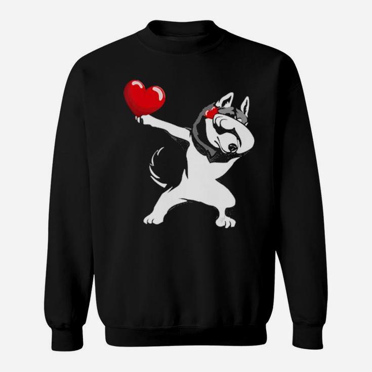 Funny Dabbing Husky  Valentine's Day Gift Boys Girls Sweatshirt