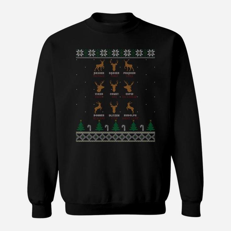 Funny Deer Design Christmas Bow Hunting Santa's Reindeer Sweatshirt