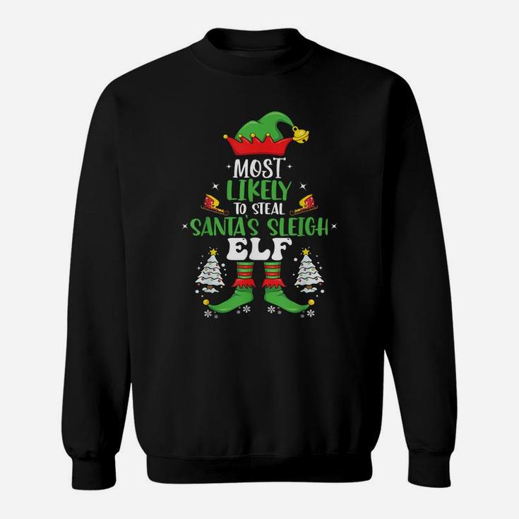 Funny Elf Family Matching Group Christmas Party Pajama Gifts Sweatshirt