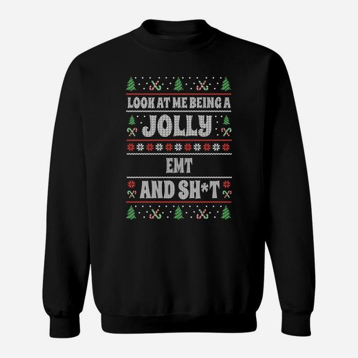 Funny Emt Ugly Christmas Design Emergency Medical Technician Sweatshirt Sweatshirt