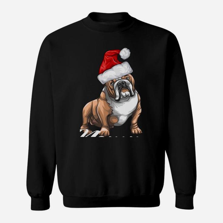Funny English Bulldog Mommy Christmas Hat Gift Men Sweatshirt