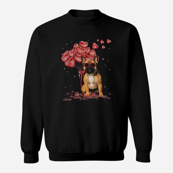 Funny French Bulldog Heart Valentines Day Dog Dad Mom Gift Sweatshirt
