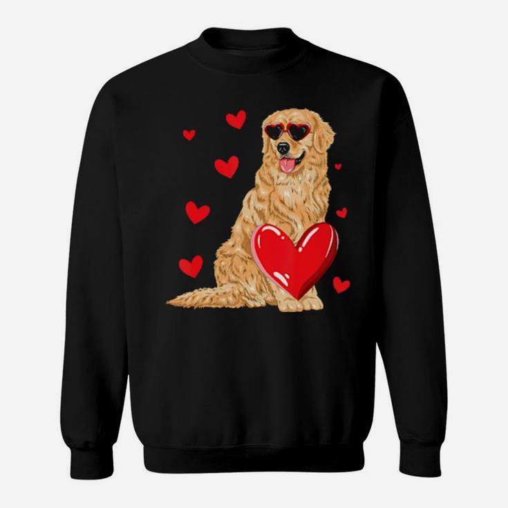 Funny Golden Retriever Heart Valentines Day Gift Dog Lover Sweatshirt