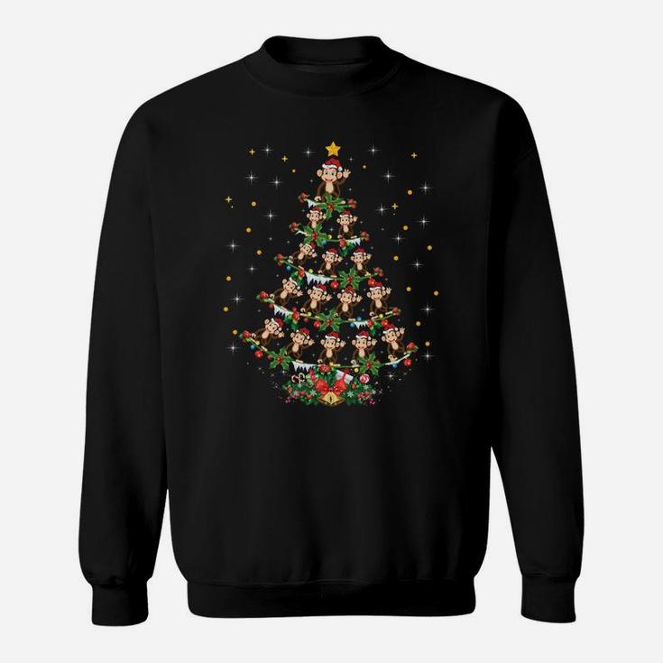 Funny Monkeys Animal Lover Xmas Gift Monkey Christmas Tree Sweatshirt Sweatshirt