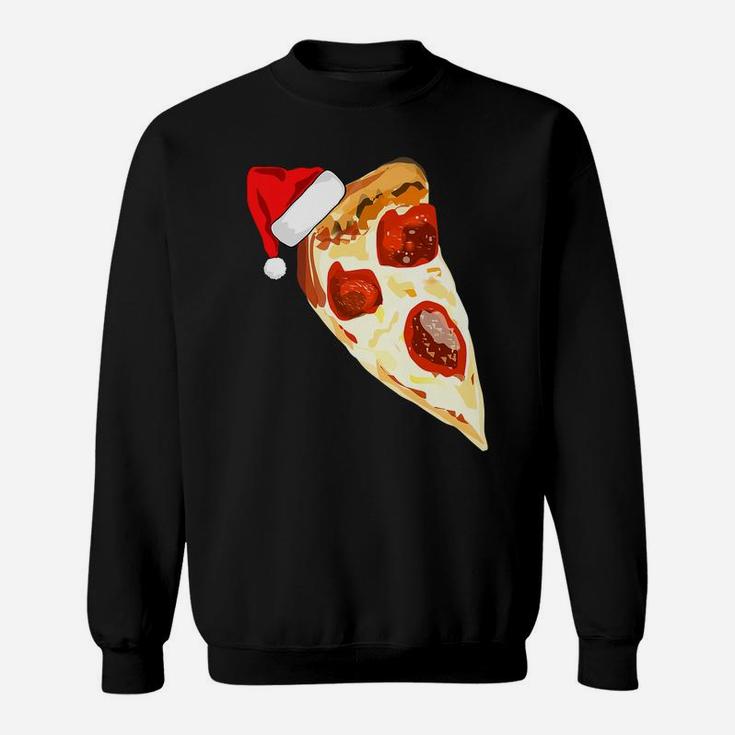 Funny Pizza Lover Santa Hat Christmas Pajama Pepperoni Gift Sweatshirt