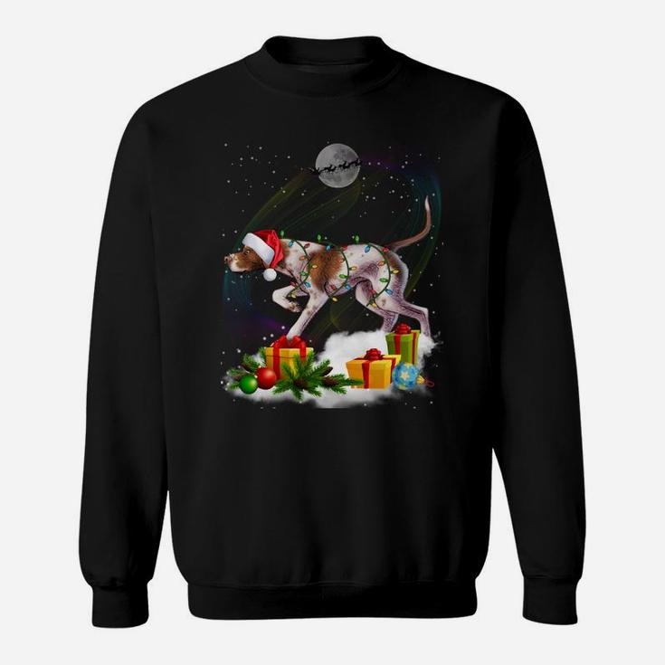 Funny Pointer Dog Christmas Lights Santa Hat Xmas Sweatshirt Sweatshirt