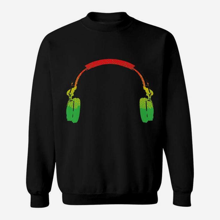 Funny Rasta Gift For Men Women Cool Rasta Colors Headphone Sweatshirt
