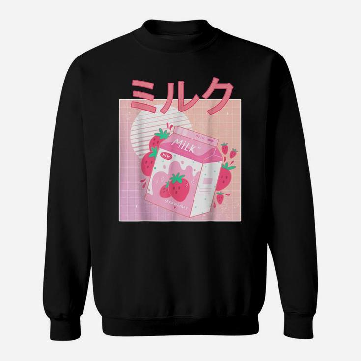Funny Retro 90S Japanese Kawaii Strawberry Milk Shake-Carton Sweatshirt