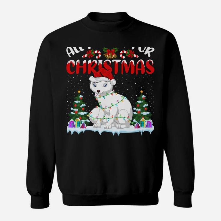 Funny Santa Hat All I Want For Christmas Is A Arctic Fox Sweatshirt