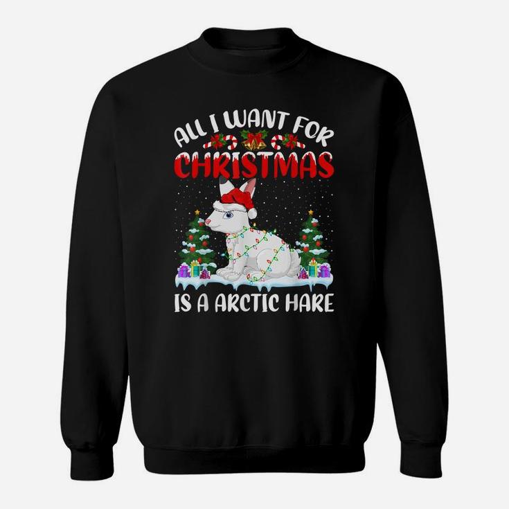 Funny Santa Hat All I Want For Christmas Is A Arctic Hare Sweatshirt