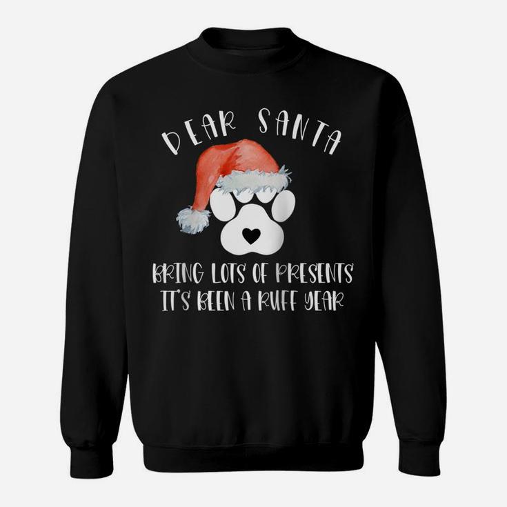 Funny Santa Hat Dog Cat Paw Print Tshirt Christmas Clothes Raglan Baseball Tee Sweatshirt