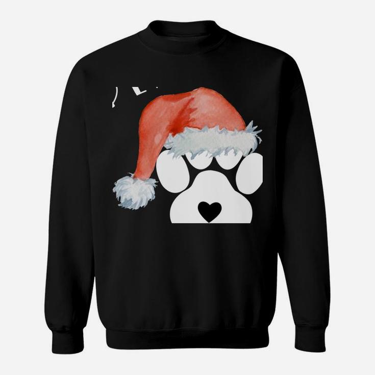 Funny Santa Hat Dog Cat Paw Print Tshirt Christmas Clothes Sweatshirt Sweatshirt