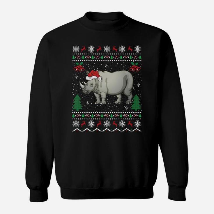 Funny Santa Rhinoceros Xmas Gift Ugly Rhino Christmas Sweatshirt