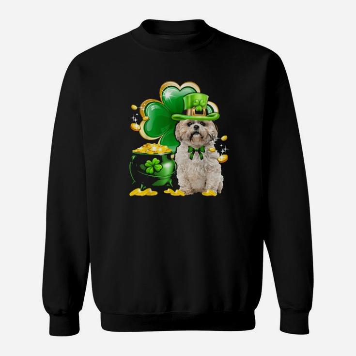 Funny Shih Tzu Dog Shamrock Irish Saint St Patrick Day Sweatshirt