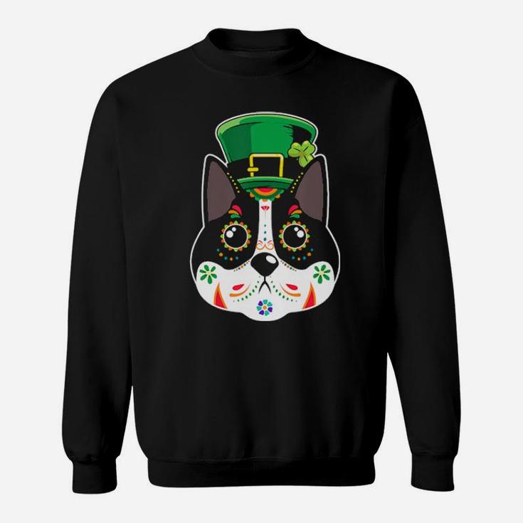 Funny Skull Dog Face St Patrick Day Akita Sweatshirt