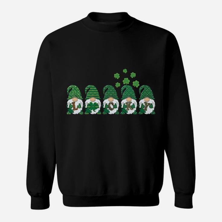Funny St Patricks Day Green Gnome Leopard Pattern Shamrock Sweatshirt