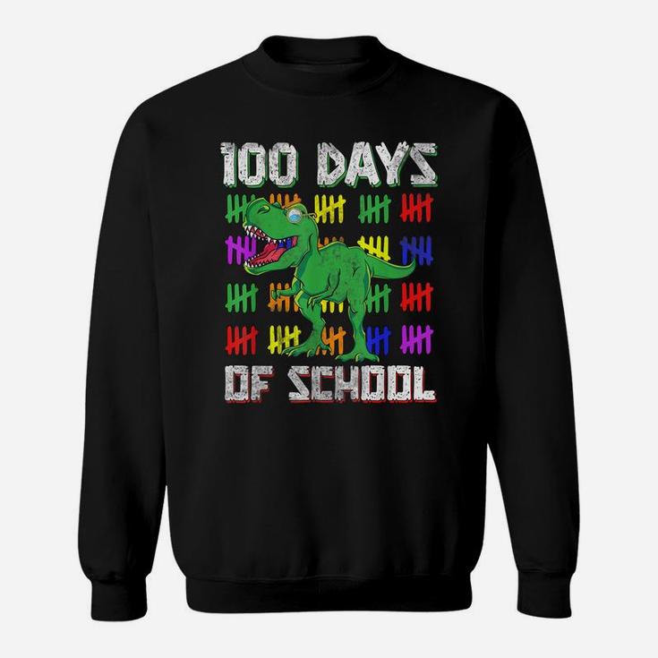 Funny Student Gift Dino T Rex Dinosaur 100 Days Of School Sweatshirt
