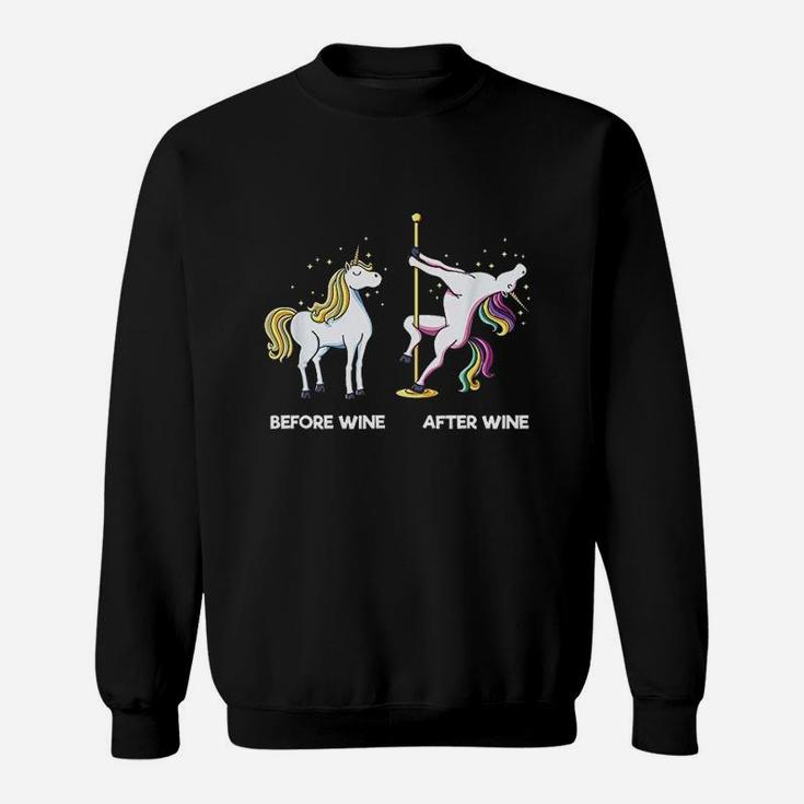 Funny Unicorn Before Wine After Wine Design Dancing Pole Sweatshirt
