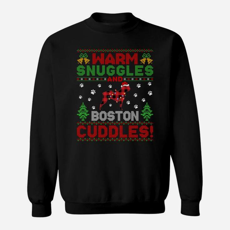Funny Warm Snuggles Ugly Boston Terrier Christmas Sweatshirt Sweatshirt