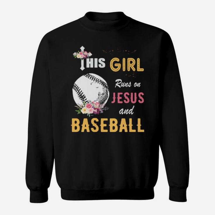 Funny Watercolor Girl Run On Jesus And Baseball Sweatshirt