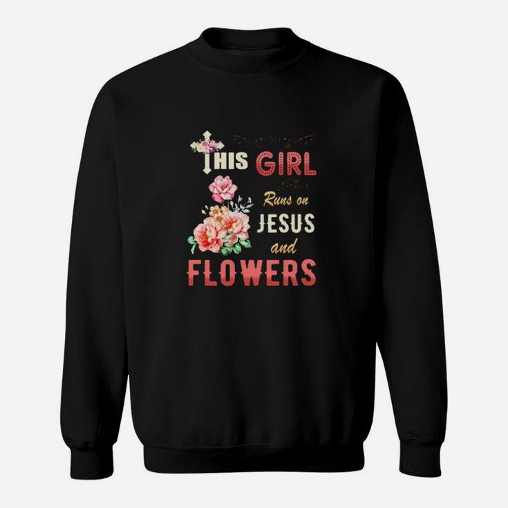 Funny Watercolor Girl Run On Jesus And Flowers Sweatshirt