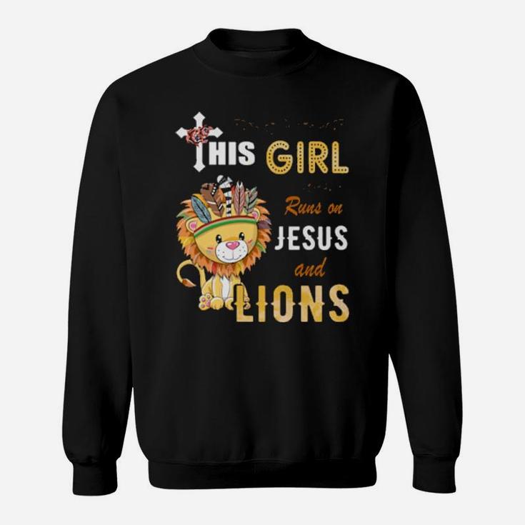 Funny Watercolor Girl Run On Jesus And Lions Sweatshirt