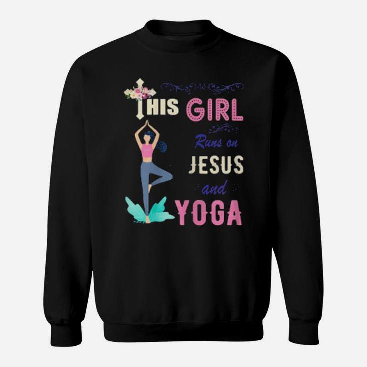 Funny Watercolor Girl Run On Jesus And Yoga Sweatshirt