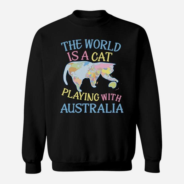Funny World Is A Cat Playing Map Sweatshirt