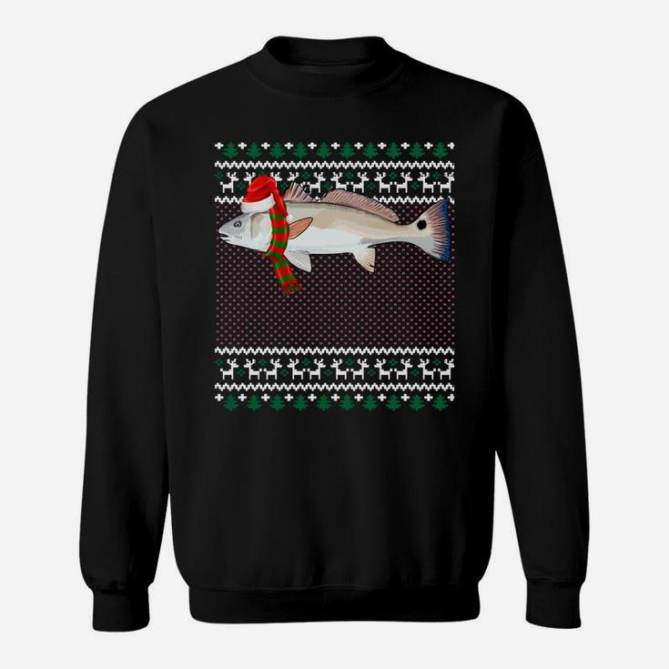 Funny Xmas Santa Hat Redfish Ugly Christmas Sweatshirt Sweatshirt