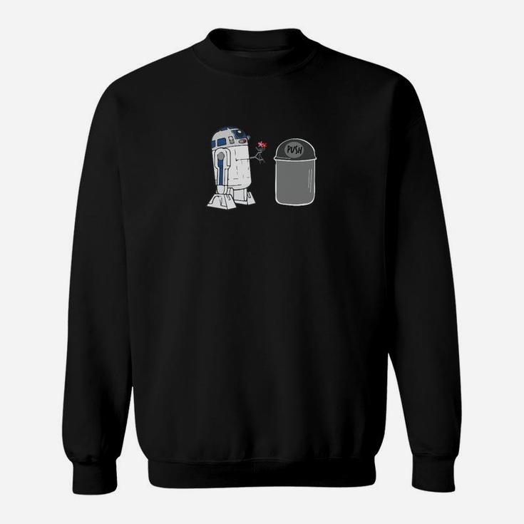 Galaktisches Roboter-Duo Schwarzes Sweatshirt, Sci-Fi Motiv für Herren