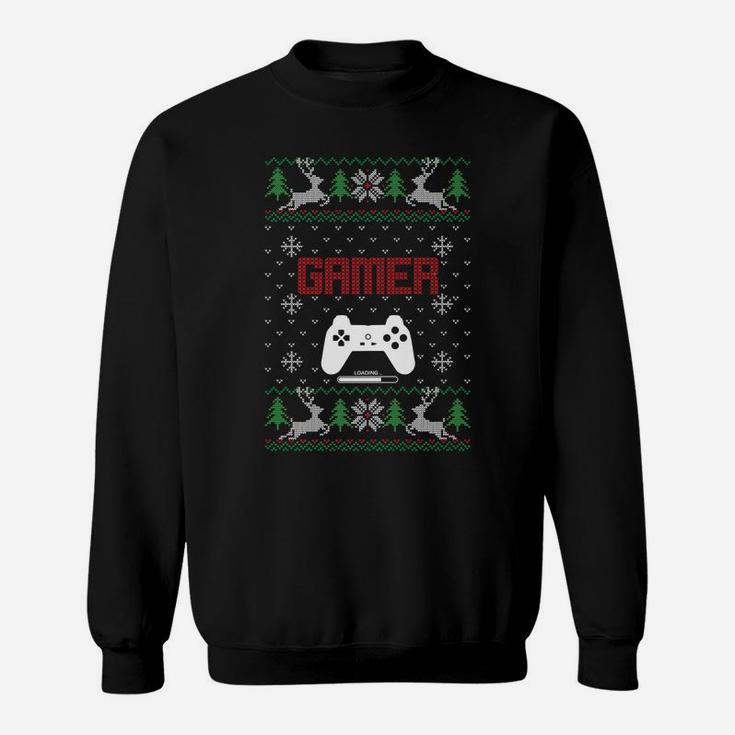 Gamer Christmas Sweatshirt Xmas Gaming Gifts Retro Sweatshirt