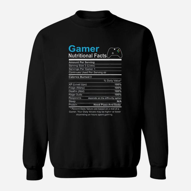 Gamer Nutrition Facts Video Game Sweatshirt