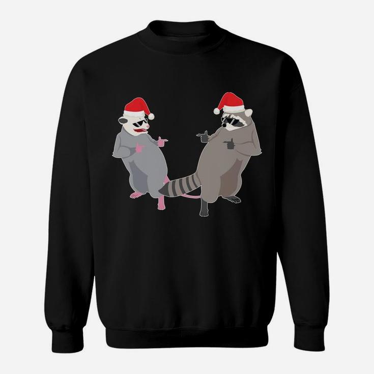 Garbage Gang Opossum Raccoon Santa Claus Merry Trashmas Gift Sweatshirt