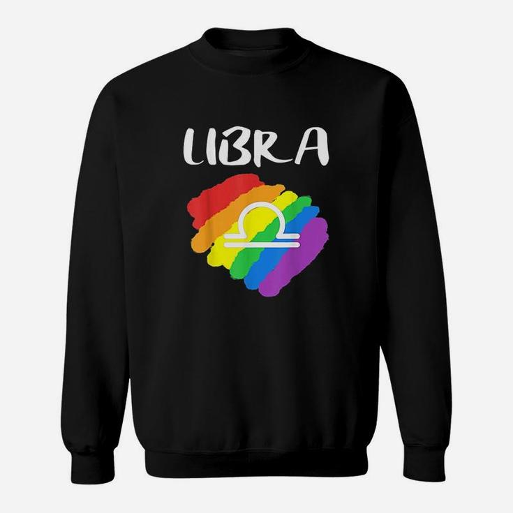 Gay Pride Libra Birthday Lgbt October Rainbow Flag Gift Sweatshirt