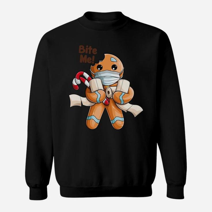 Gingerbread Man Bite Me Gifts For Christmas Funny Sweatshirt Sweatshirt