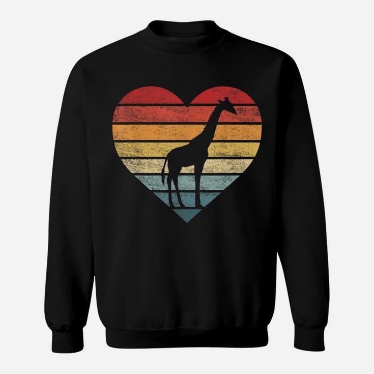 Giraffe Lover Gifts Retro Vintage Animal Heart Silhouette Sweatshirt